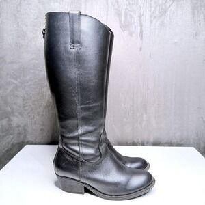 Sofft Astoria Tall Riding Boots Womens Sz 8 Black Leather Back Zip Equestrian